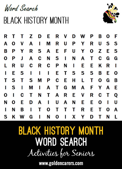 Black History Month Free Printable Word Search