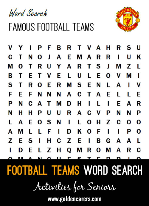 Famous Football Teams Word Search