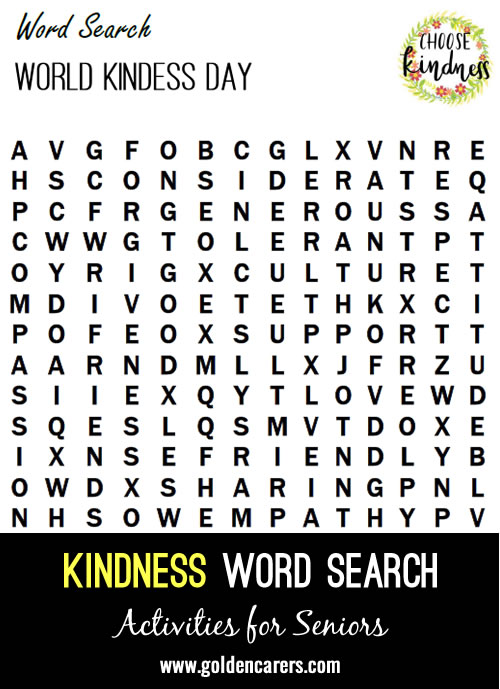 Kindness Word Search Free Printable