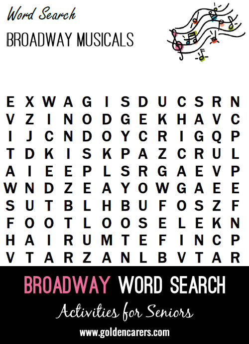 Broadway Musicals Word Search