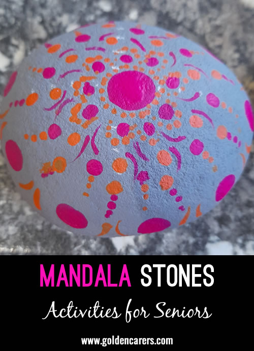 Mandala designs, rooted in Hindu traditions, symbolize the universe. Painting these intricate patterns on stones is both therapeutic and relaxing, helping to reduce agitation and anxiety.