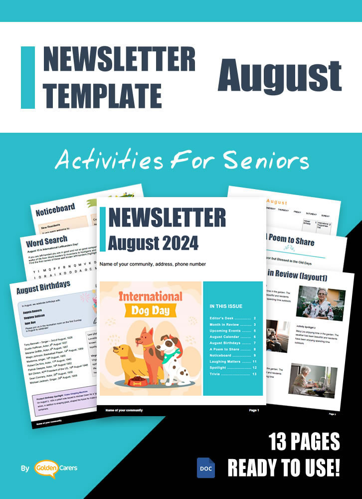 Here is a newsletter template for August 2024 in WORD format. So easy to edit and customize!