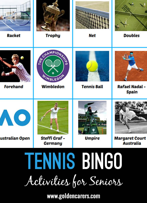 Here is a tennis-themed bingo game to enjoy!