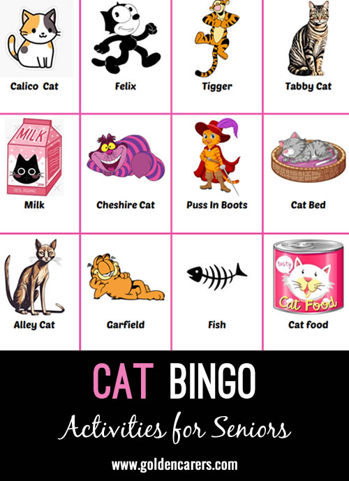 Here is a cat-themed bingo game to enjoy!