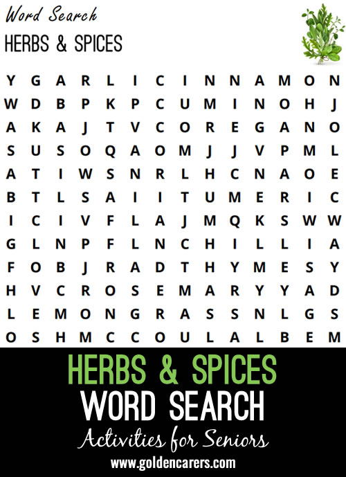 Here is a Herbs & Spices-themed word search to enjoy!