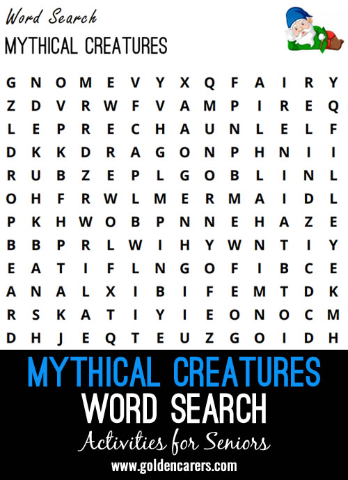 Here is a Mythical Creatures-themed Word Search to enjoy!