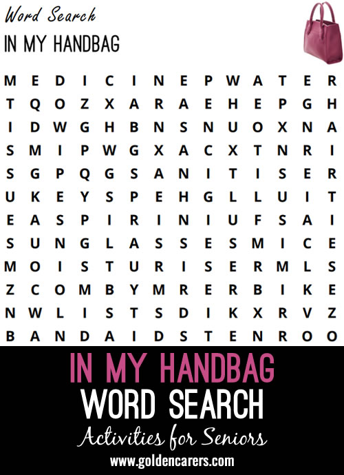 Here is a Handbag-themed Wordsearch to enjoy!