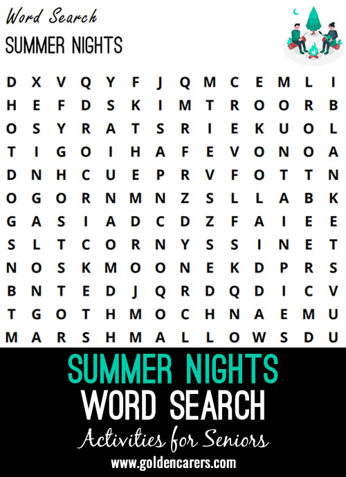 Here is Summer Nights-themed Word Search to enjoy!