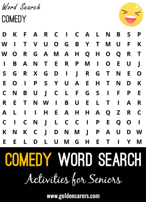 A word search with words associated with Jokes!