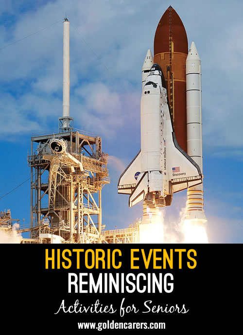 Reminisce about historic events that changed the course of history. This is an engaging activity featuring photos, film clips, and personal accounts from residents about pivotal moments in history.