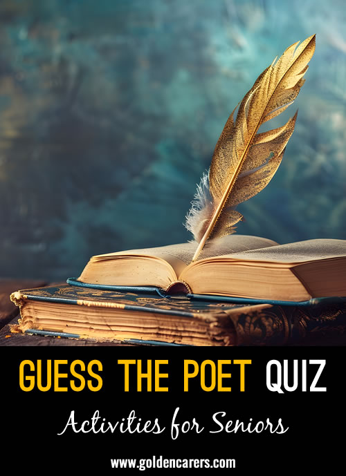 A multiple-choice quiz featuring excerpts from a famous poems.