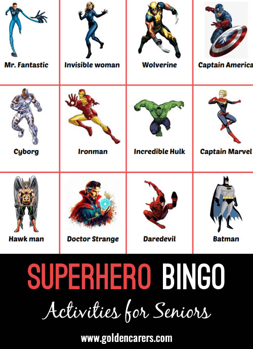 Here is a superhero-themed bingo game to enjoy!