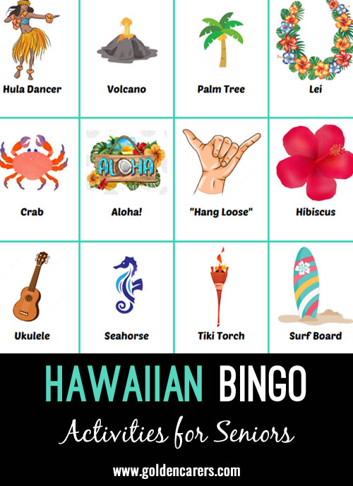 Here is a Hawaiian-themed bingo game to enjoy!