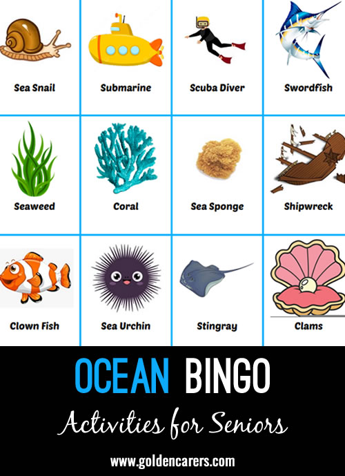 Here is an ocean-themed bingo game to enjoy!