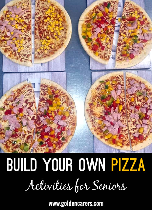 Engage residents in a fun, creative activity where they can design and enjoy their own personalized pizzas.