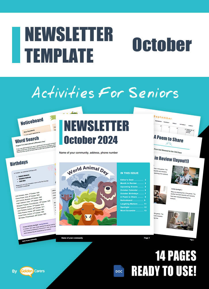 Here is a customizable newsletter template for October 2024 in WORD format. Two versions are provided: multi-page and 1-page. Enjoy!