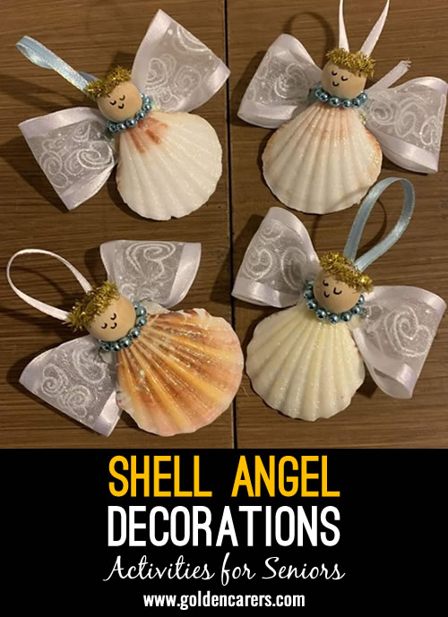 Create delightful Shell Angel Decorations with residents, a simple and enjoyable craft that brings out their creativity while making a beautiful keepsake.