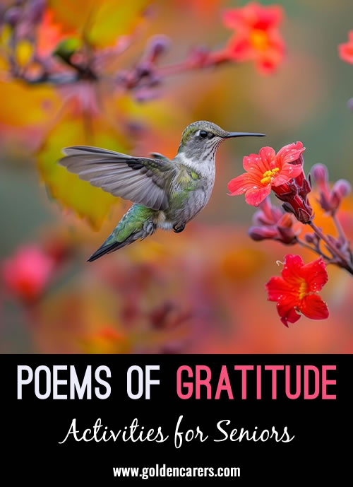 Explore and reflect on the themes of gratitude and happiness through poetry.