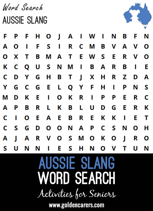 Here is an Aussie-themed slang word search to enjoy!