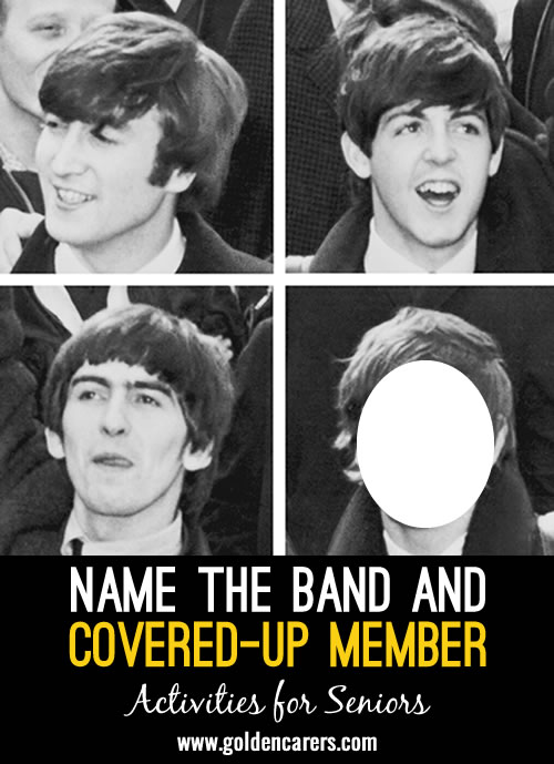 Name the band and the covered-up member in each photo!