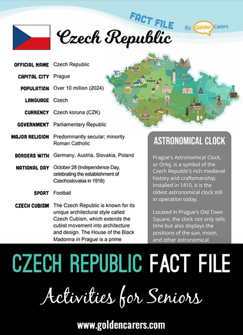 An attractive one-page fact file all about the Czech Republic. Print, distribute and discuss!