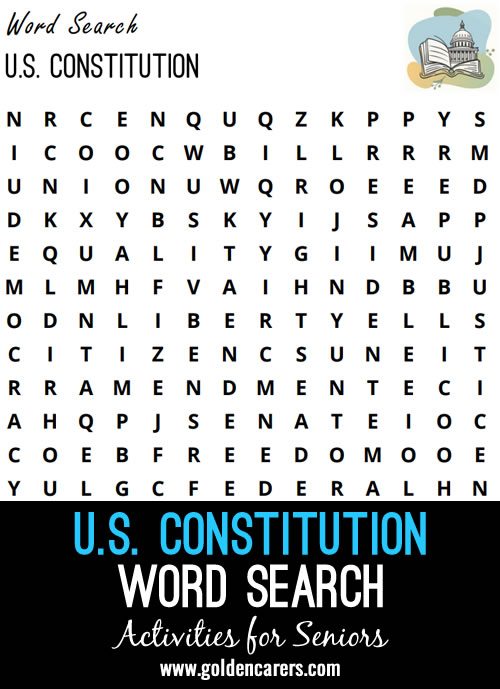 Here is a U.S. Constitution-themed word search!