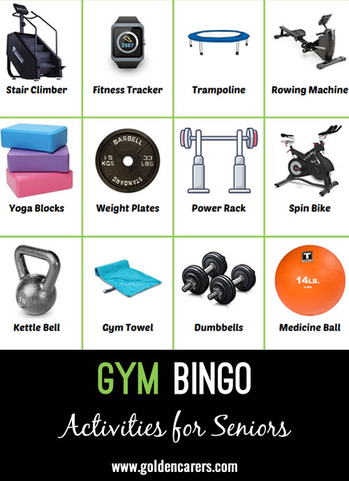 Here is a gym-themed bingo game to enjoy!