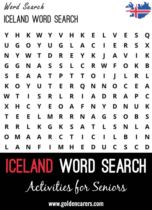 A Iceland-themed word search to enjoy!