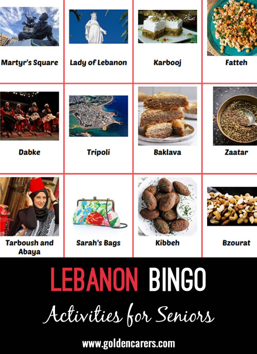 Here is a Lebanon-themed bingo game to enjoy!