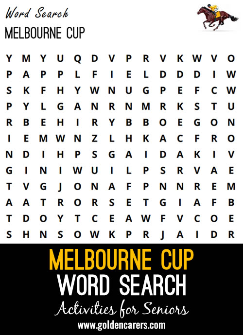 Here is a Melbourne Cup-themed word search to enjoy!