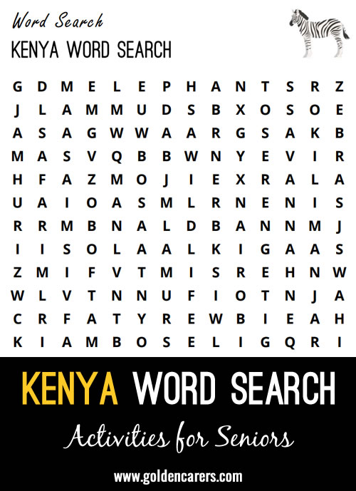 Here is a Kenya-themed word search to enjoy!