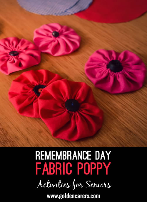 Create a beautiful fabric poppy to honor Remembrance Day.