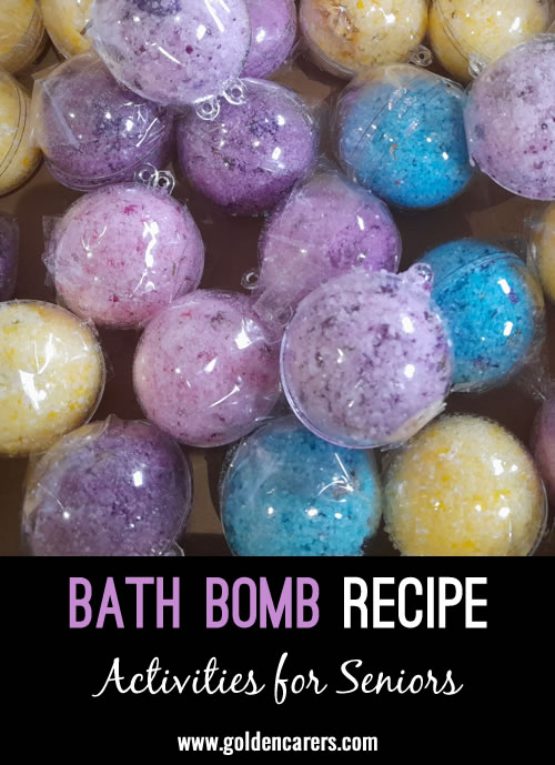 Enjoy a fun and relaxing activity making your own soothing bath bombs - perfect for a calming bath or a thoughtful gift! s