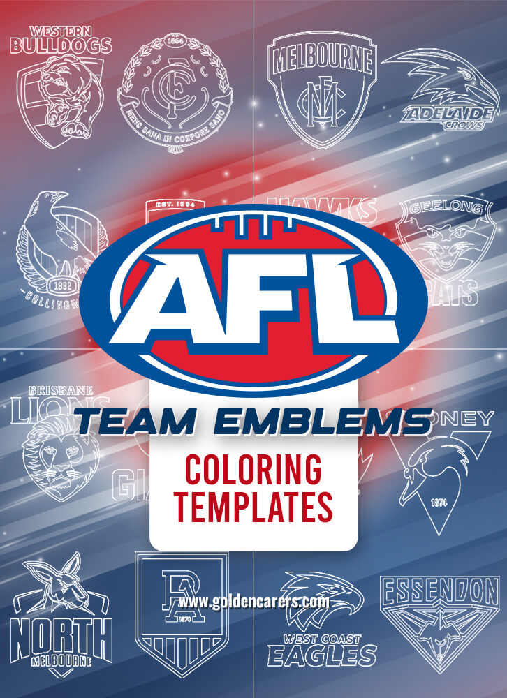 Here is an AFL Team Emblems coloring activity to enjoy!