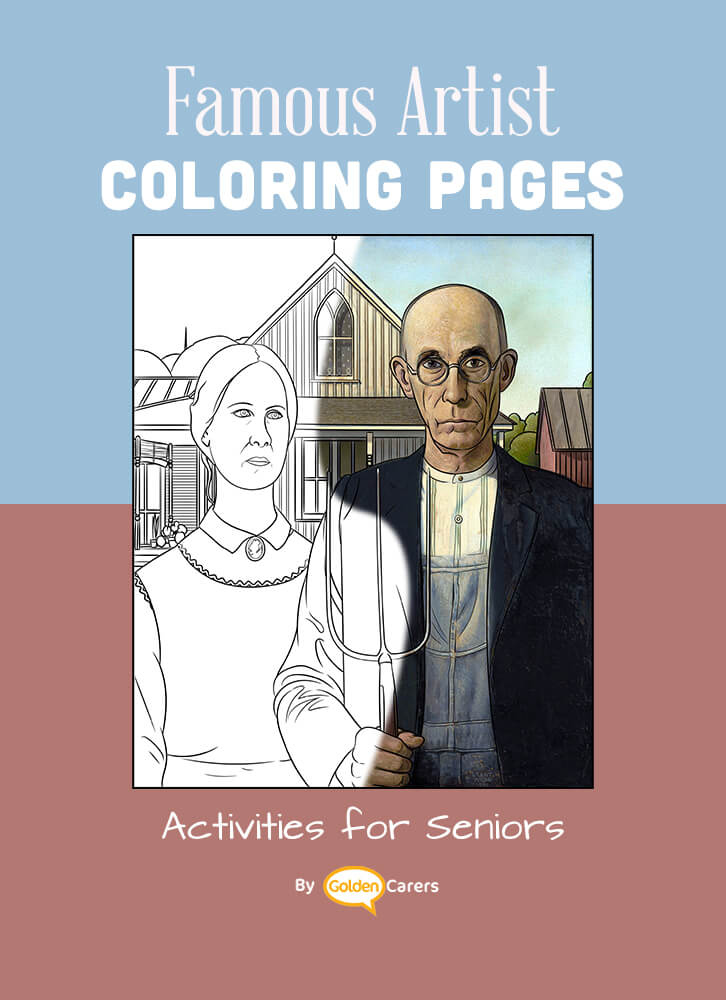 Grant Wood - American Gothic coloring template and short biography