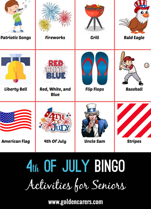 Here is a patriotic bingo game for the 4th of July!