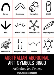 Australian Aboriginal Art Symbols Bingo