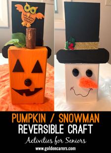 Pumpkin / Snowman Reversible Craft