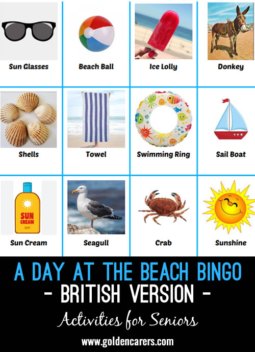 A Day At The Beach Bingo (British Version)