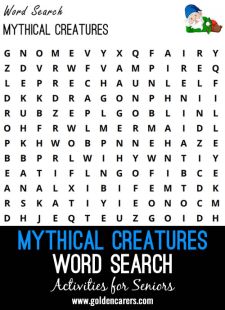 Mythical Creatures Word Search