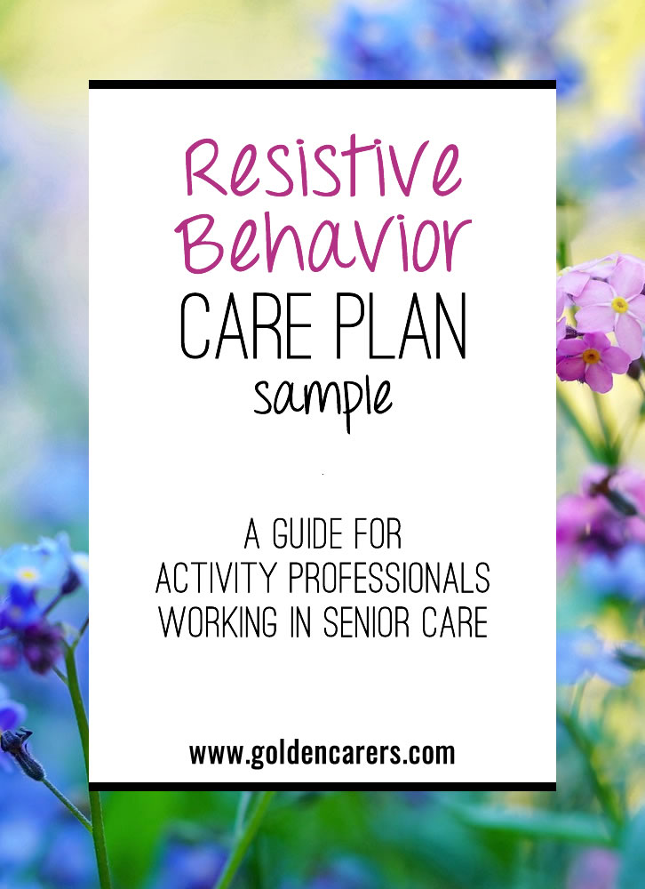 Resistive Behaviour Care Plan Sample