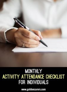 Monthly Activity Attendance Checklist - Individual