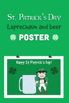 St. Patrick's Leprechaun and beer poster