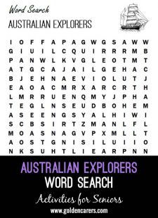 Australian Explorers Word Search