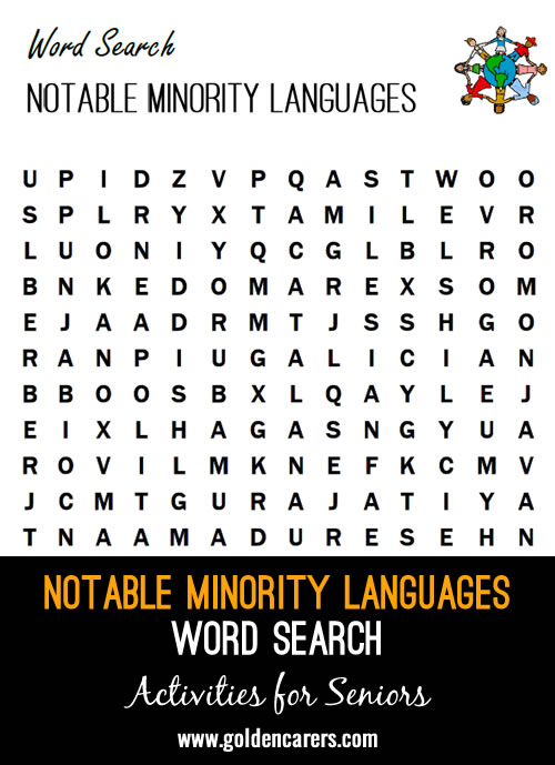 Notable Minority Languages Word Search