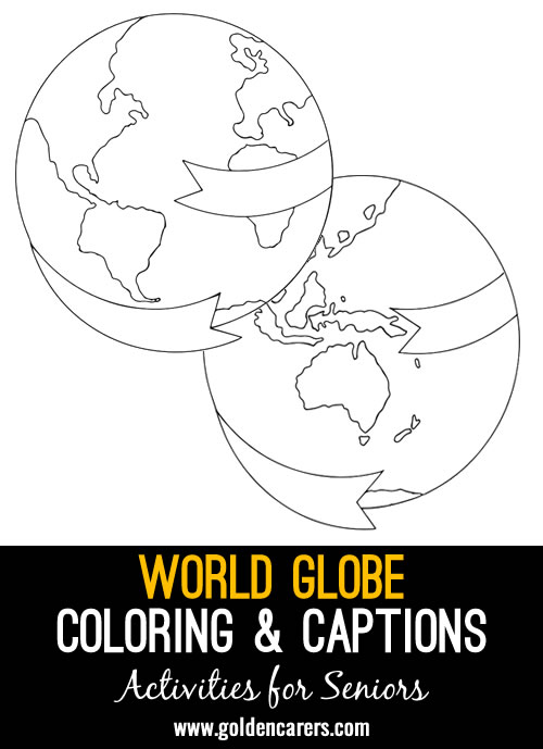 World Globe Coloring & Captions