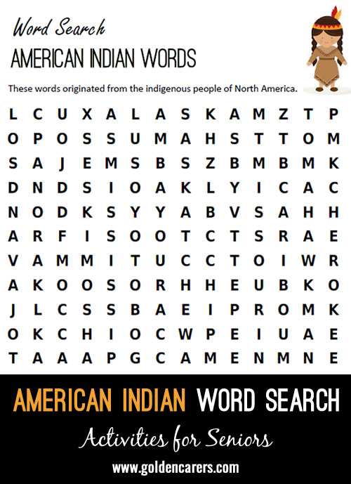 American Indian Words Word Search