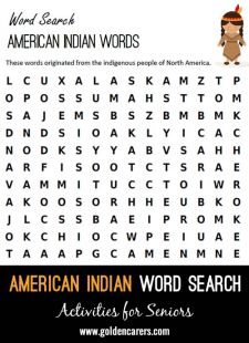 American Indian Words Word Search