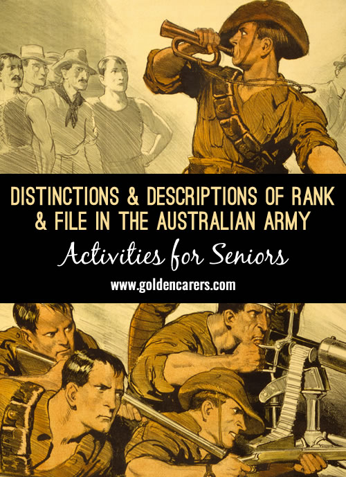 Distinctions & Descriptions of Army Rank and File - Australia