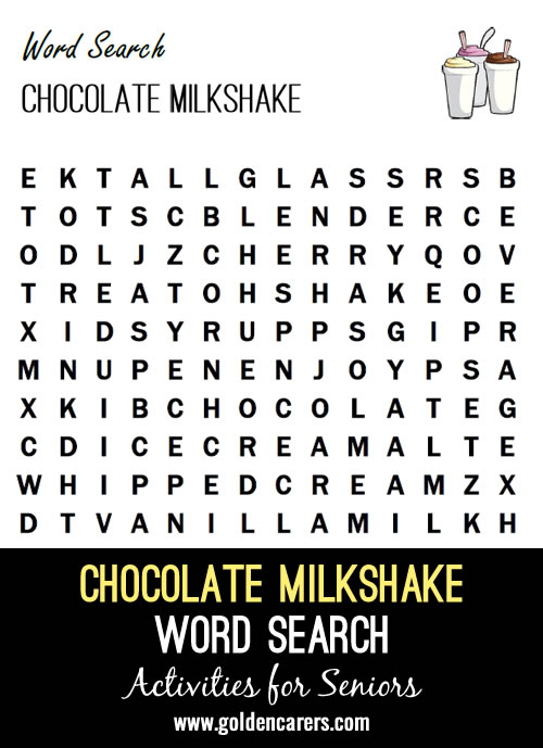 Chocolate Milkshake Word Search